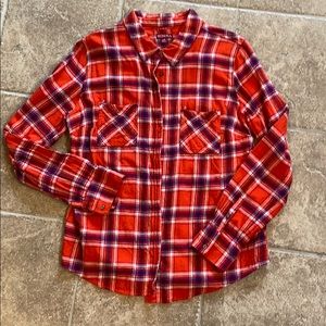 Red and white flannel. Size large